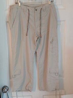 Ladies Beige Cargo Pants with Drawstring